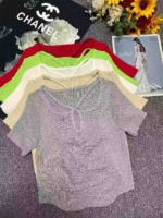 Summer New Sexy Women V-neck Stretchy Slim Fit Knit Tops 1200 Pieces Stock Lot Wholesale - Image 2