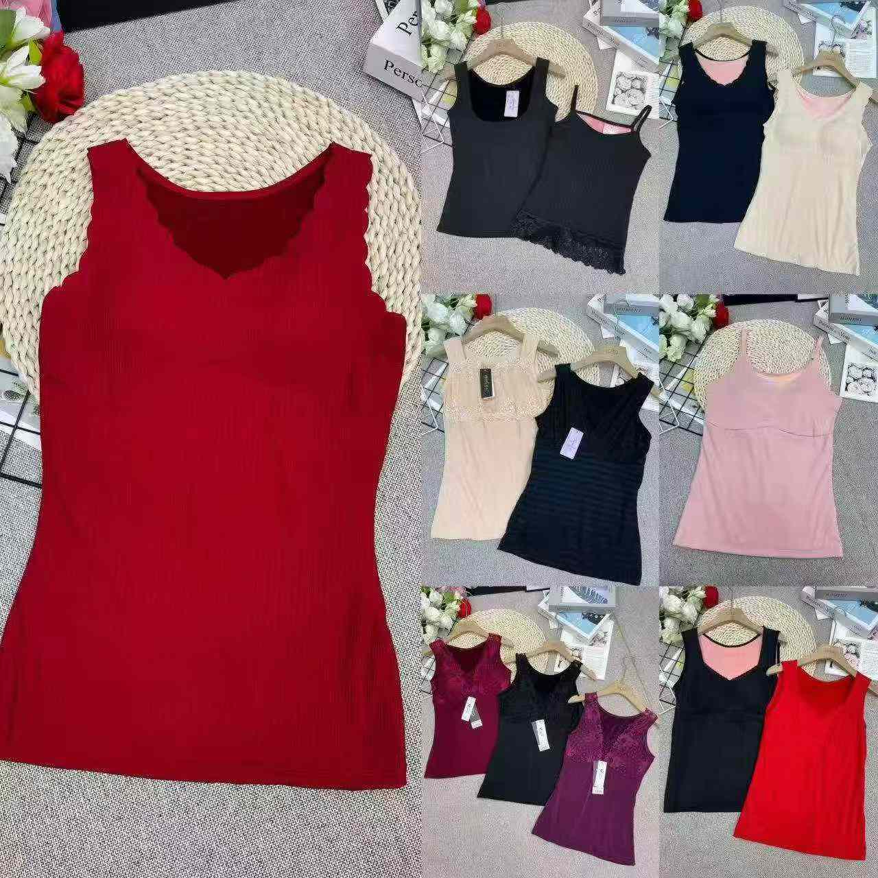 290 Pieces Fleece Lined Thermal Stretchy Fitted Warm Inner Vests Stock Clearance Wholesale - Image 1