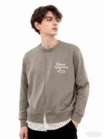 Around 500 Pcs Couple Fake Two-piece Patchwork Embroidered Crewneck Sweatshirts, One Style One Color, Sizes 1-4 - Image 1