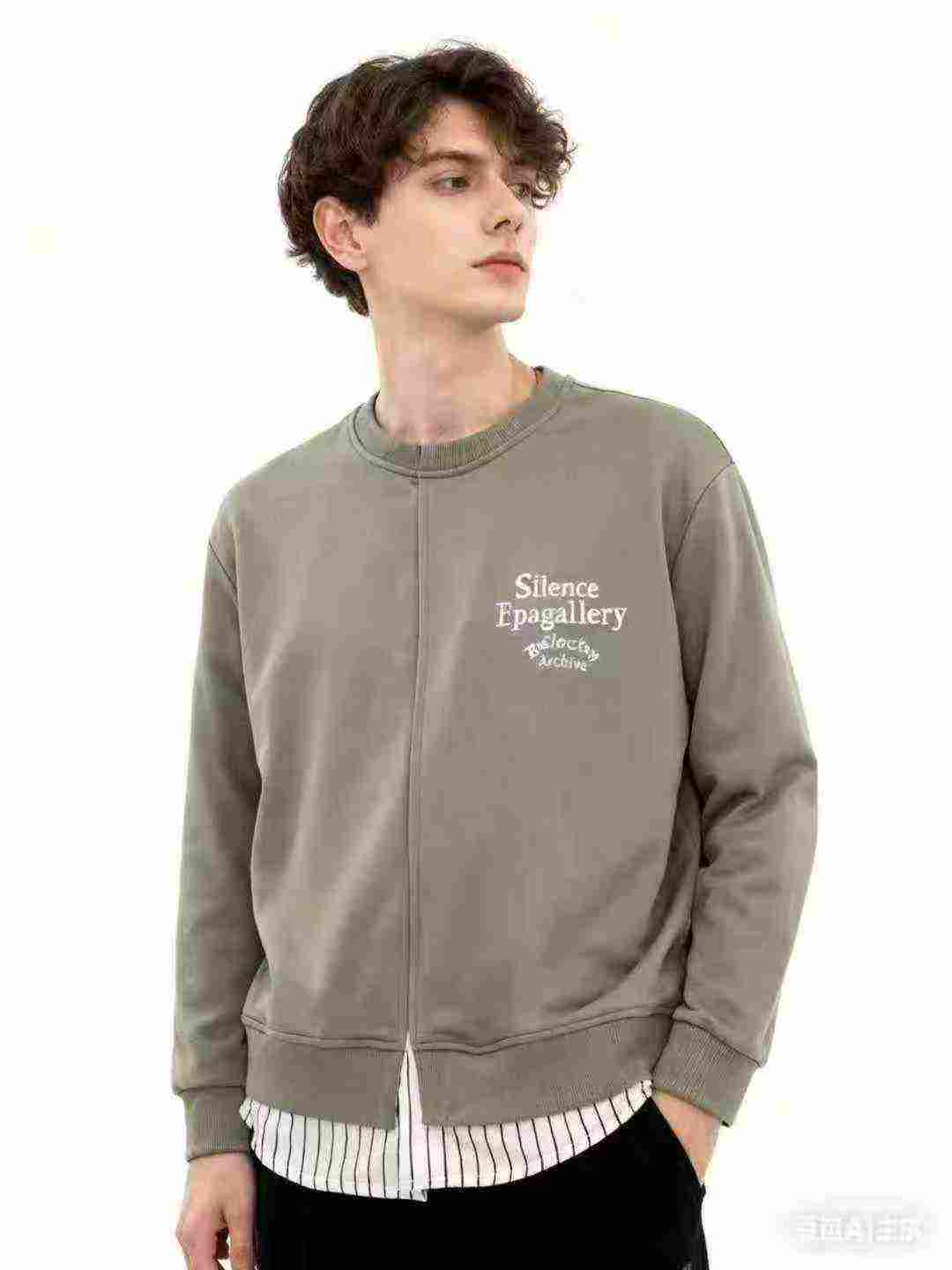 Around 500 Pcs Couple Fake Two-piece Patchwork Embroidered Crewneck Sweatshirts, One Style One Color, Sizes 1-4 - Image 1