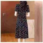 260 Pcs French Style Square Neck Short Sleeve Slim Waist Long Floral Black Women Dresses Summer Stock Clearance - Image 8