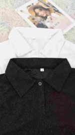 Korean College Style Turn-down Collar Women Tops, 2 Colors, Size M-2XL, Around 380 Pcs Bulk Stock - Image 7