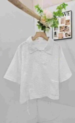 Korean College Style Turn-down Collar Women Tops, 2 Colors, Size M-2XL, Around 380 Pcs Bulk Stock - Image 3