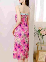 Vintage French Floral Patchwork Suspender Bodycon Long Dress Women Summer New 477PCS Stock Wholesale - Image 7