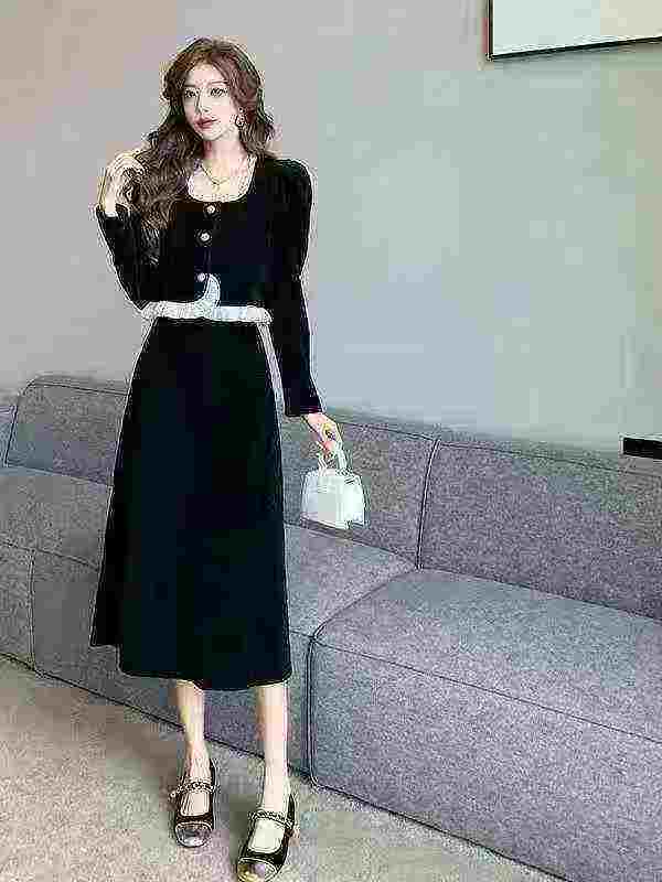 500PCS High-end Luxury Tweed Style Dress Set Formal Evening Gown Fall Winter Full Outfit Chinese Clothing Stock Lot - Image 1