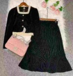 500PCS High-end Luxury Tweed Style Dress Set Formal Evening Gown Fall Winter Full Outfit Chinese Clothing Stock Lot - Image 7