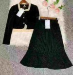 500PCS High-end Luxury Tweed Style Dress Set Formal Evening Gown Fall Winter Full Outfit Chinese Clothing Stock Lot - Image 2