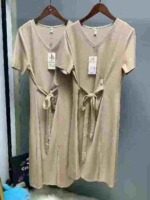 3000 Pieces Plus Size Elastic Tie Waist Split T-Shirt Dress Women French Style Summer Slim Commute Dress - Image 2