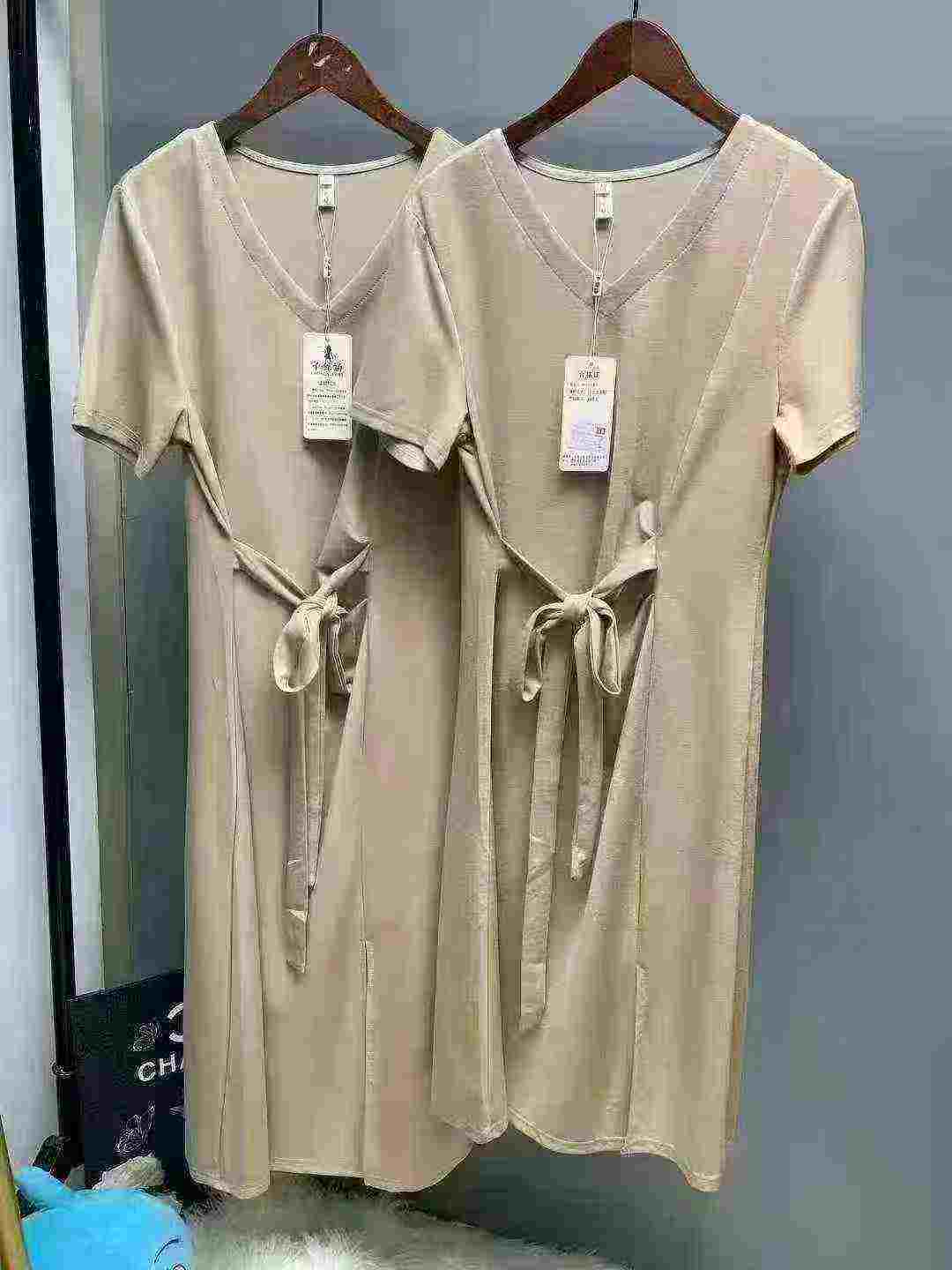 3000 Pieces Plus Size Elastic Tie Waist Split T-Shirt Dress Women French Style Summer Slim Commute Dress - Image 2