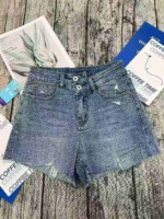 111 PCS New Summer Stretchy Ripped Loose A-line Wide Leg Denim Hot Shorts, Size S-XL, YKK Zipper High Quality - Image 1