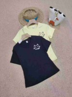 Clearance Stock: 145 Pieces Summer V-Neck Cat Print Regular Shoulder Short Sleeve T-Shirts, 2 Colors, Individually Packed - Image 8