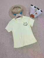 Clearance Stock: 145 Pieces Summer V-Neck Cat Print Regular Shoulder Short Sleeve T-Shirts, 2 Colors, Individually Packed - Image 7