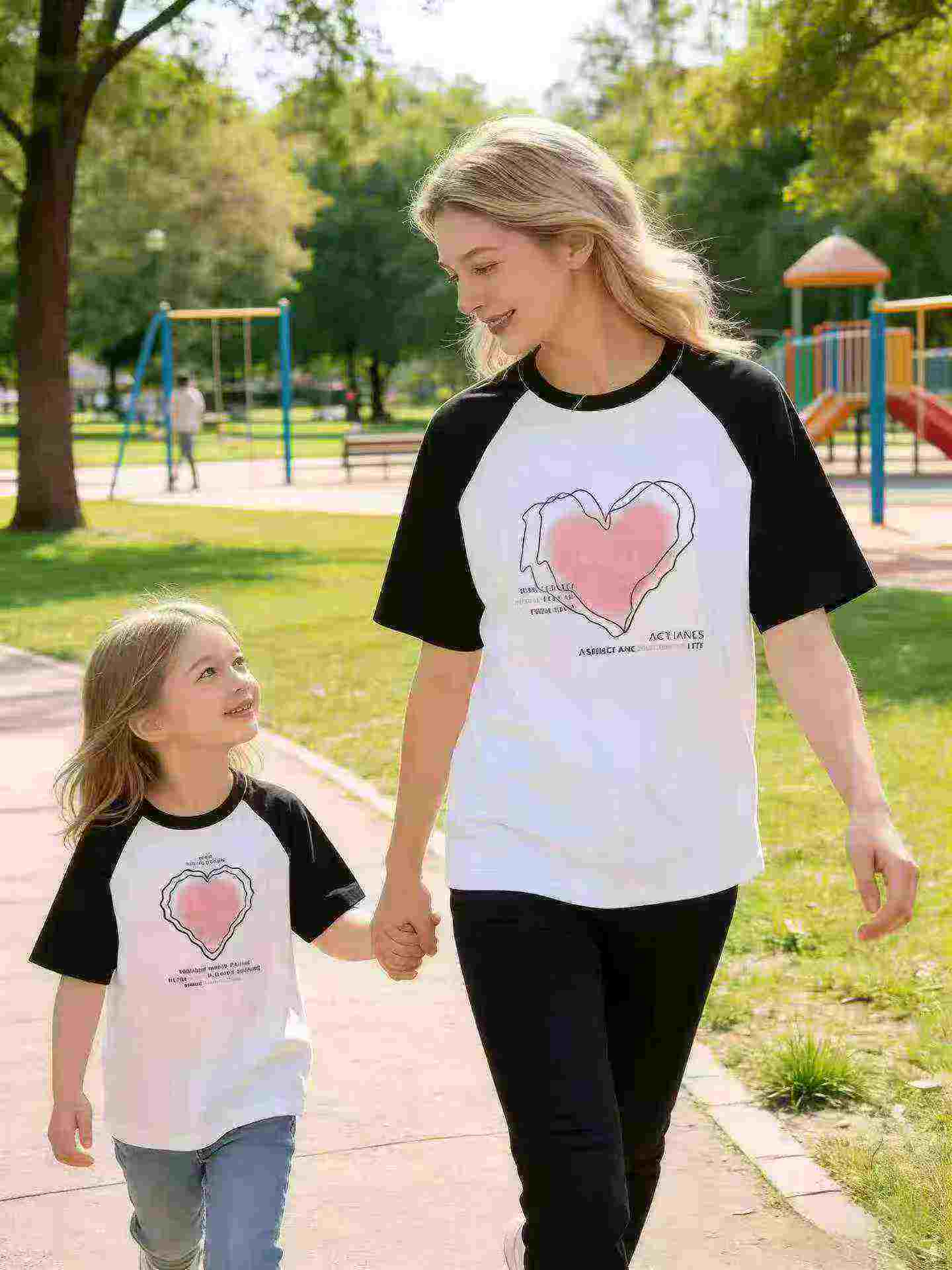 Approx 3800 Pieces Heart Logo Raglan Parent-child T-shirts Stock Lot For Wholesale Export - Image 1