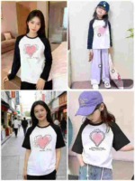 Approx 3800 Pieces Heart Logo Raglan Parent-child T-shirts Stock Lot For Wholesale Export - Image 6
