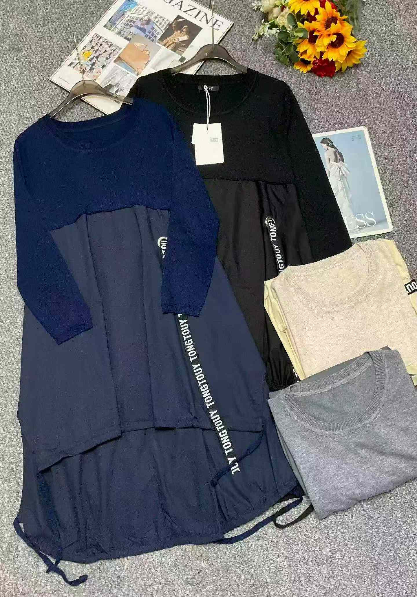 Spring Autumn Brand Original Vintage Loose Plus Size Sweater Dress, 2 Styles Multiple Colors, 130 Pcs, With Tag Independent Packaging - Image 1