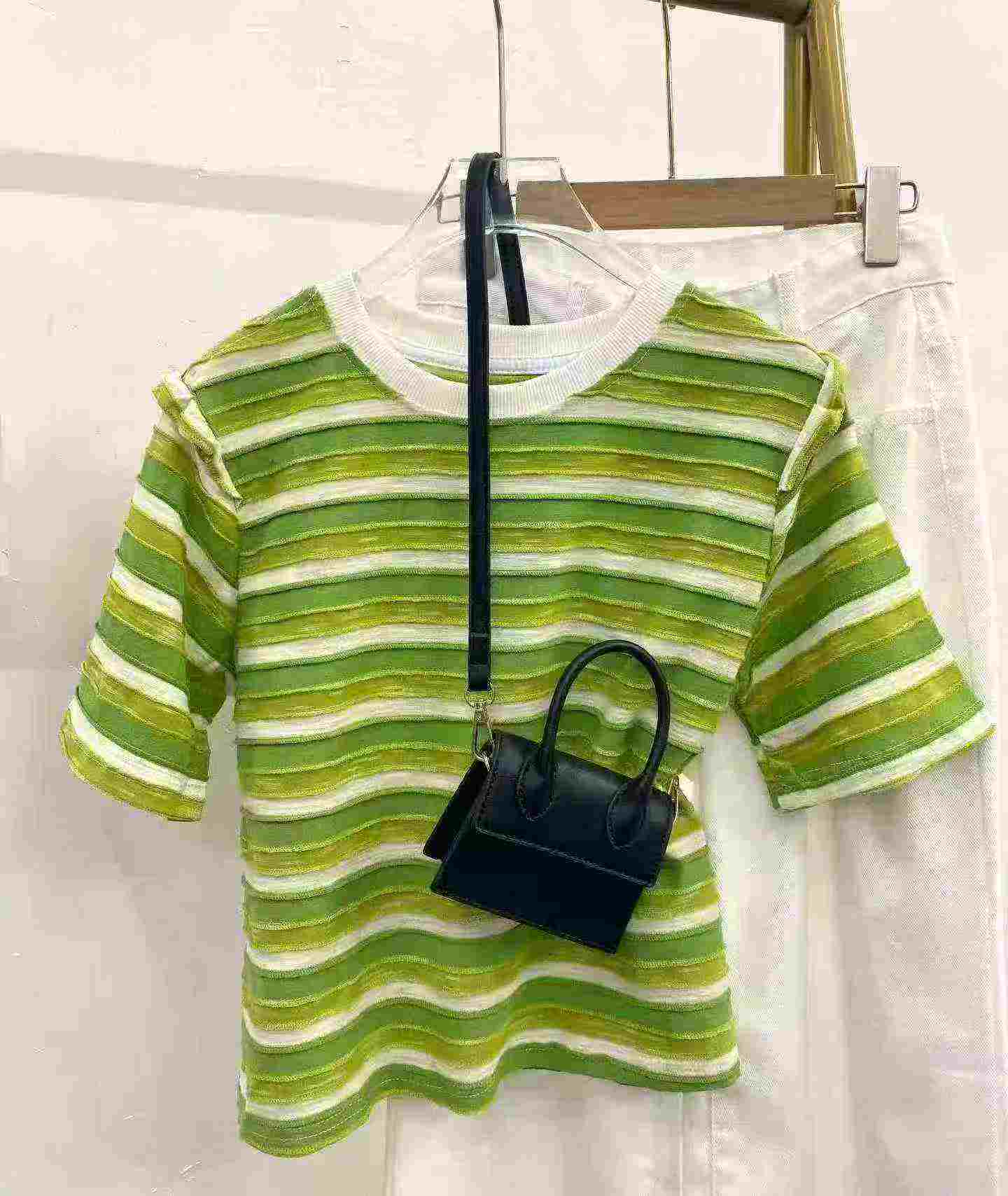 Textured Striped Short Sleeve T-Shirts, Total 301 Pieces Bulk Stock Clearance - Image 1