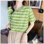 Textured Striped Short Sleeve T-Shirts, Total 301 Pieces Bulk Stock Clearance - Image 7