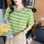 Textured Striped Short Sleeve T-Shirts, Total 301 Pieces Bulk Stock Clearance - Image 5