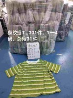 Textured Striped Short Sleeve T-Shirts, Total 301 Pieces Bulk Stock Clearance - Image 3