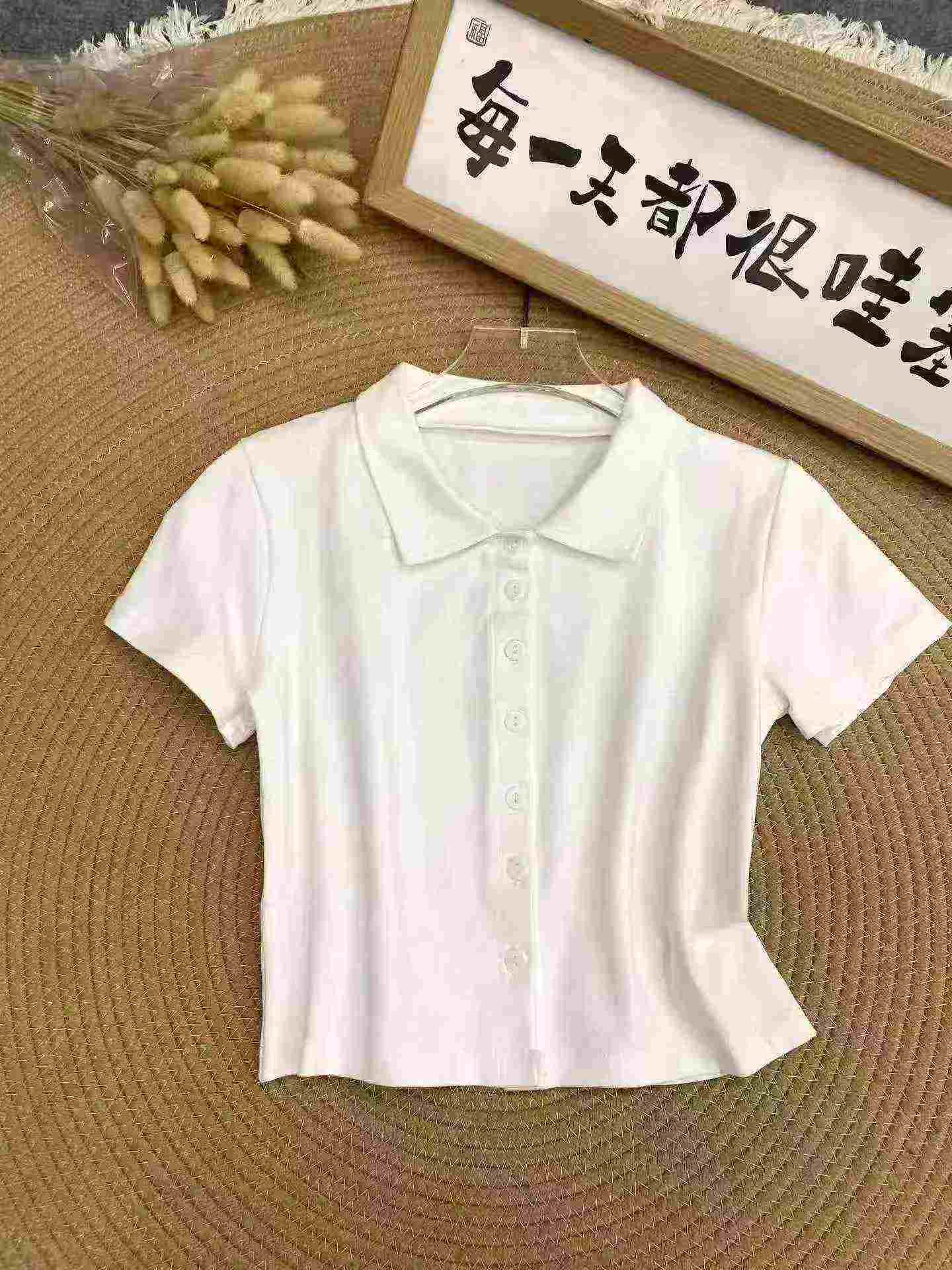 55 Pieces Cotton Sexy POLO Collar Short Sleeve T-Shirts Stock Clearance Wholesale - Image 1