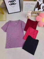 300 Pieces Women's Sexy Ice Silk Short Sleeve T-Shirts Wholesale Clothing Stock - Image 9