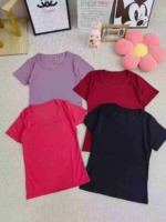 300 Pieces Women's Sexy Ice Silk Short Sleeve T-Shirts Wholesale Clothing Stock - Image 6