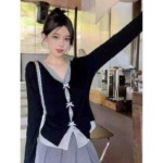 Stylish Ice Silk Bow Sexy Women's Long Sleeve Tops, 440 Pieces Total Wholesale Stock Lot - Image 1