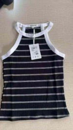 Women's Japanese Order Summer Sporty Halter Neck Cotton Tank Tops, Striped & Solid, Size S-L, Around 6800 Pcs Bulk Stock Wholesale - Image 4