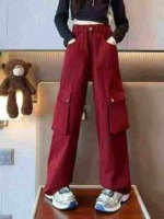 Whole Clearance 870 Pcs Big Girls Kids Loose Multi-pocket Spring Cotton Casual Cargo Sports Pants - Image 1