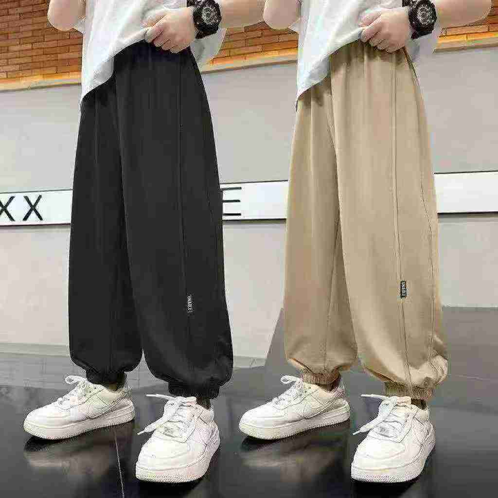 Summer Ice Silk Unisex Big Kids Casual Jogger Pants, 3 Colors, Size 130-170, Total 1067PCS Bulk Clearance - Image 1
