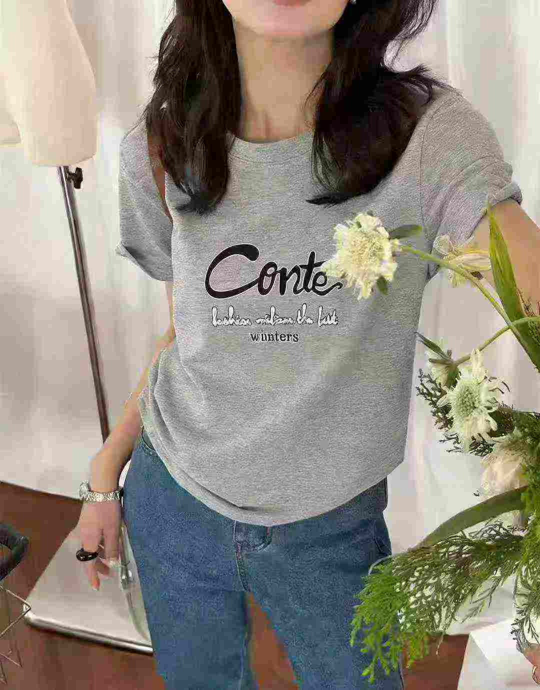 491 Pieces 220GSM Cotton Letter Printed Y2K T-Shirts, Full Clearance, Individual Packing, Sizes S-6XL Bulk Wholesale - Image 1