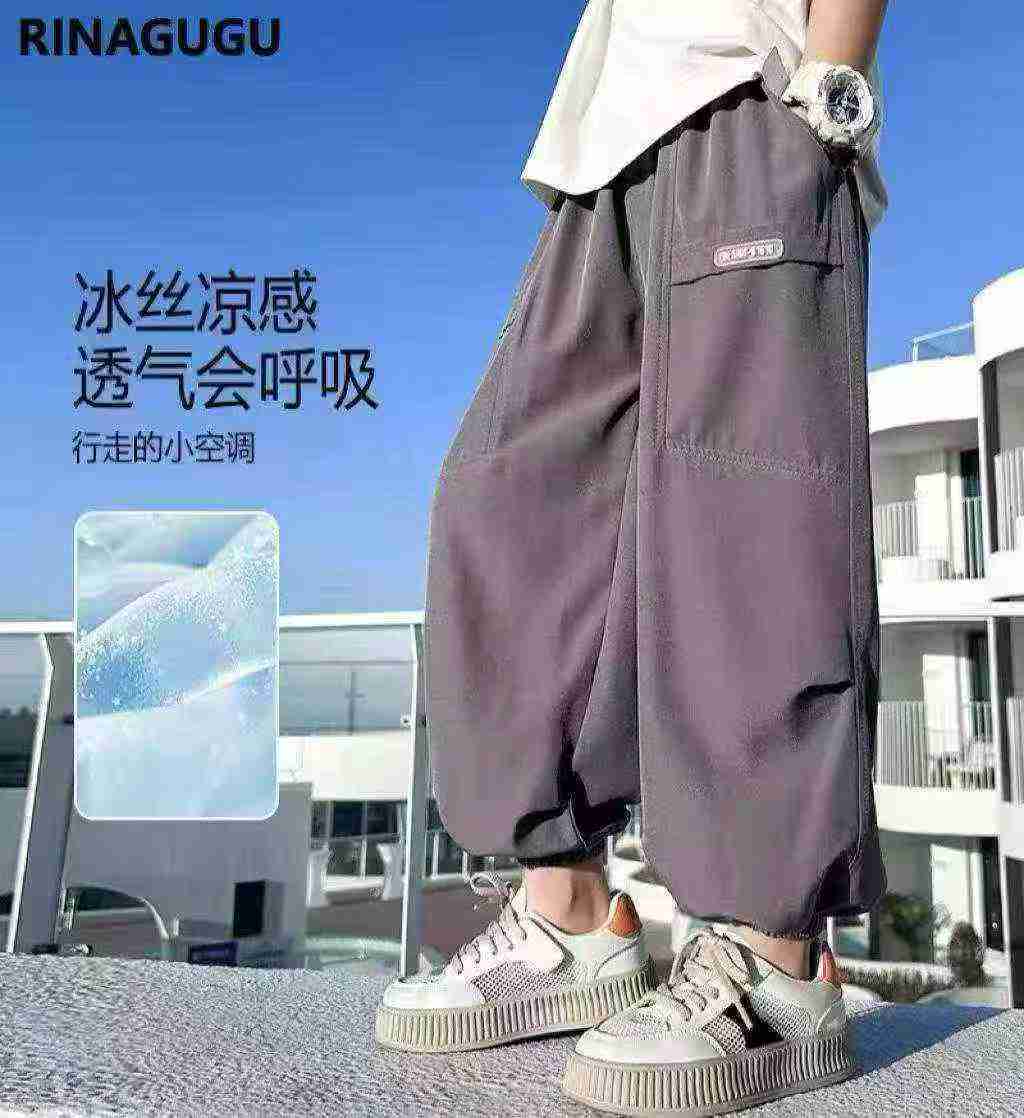 Bulk Clearance Kids Unisex Thin Ice Silk Quick Dry Cargo Sport Pants 1857PCS 6 Colors Sizes 120-170 - Image 1