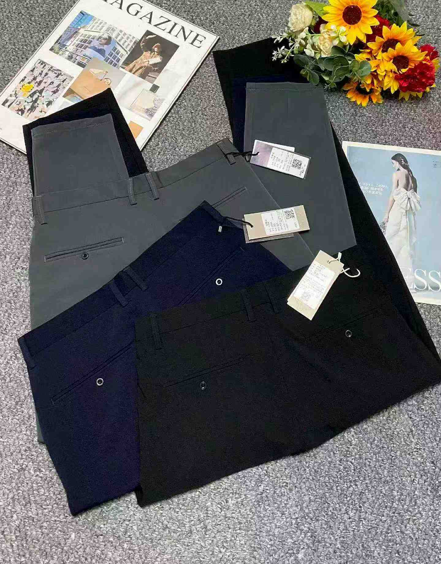 Spring Summer Brand Original Men's Loose Four-way Stretch Business Casual Dress Pants, 2 Styles Multiple Colors, Sizes 28-38, Total 3763 Pieces Bulk Stock - Image 1