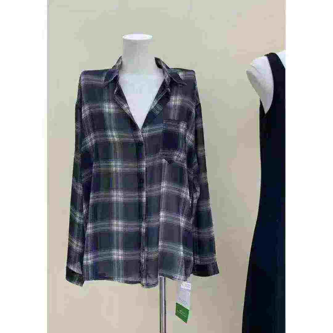 Casual Plaid Loose Long Sleeve Summer Sunscreen Shirts S-2XL 407 Pieces Bulk Stock Wholesale - Image 1