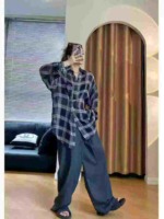 Casual Plaid Loose Long Sleeve Summer Sunscreen Shirts S-2XL 407 Pieces Bulk Stock Wholesale - Image 8