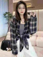 Casual Plaid Loose Long Sleeve Summer Sunscreen Shirts S-2XL 407 Pieces Bulk Stock Wholesale - Image 5
