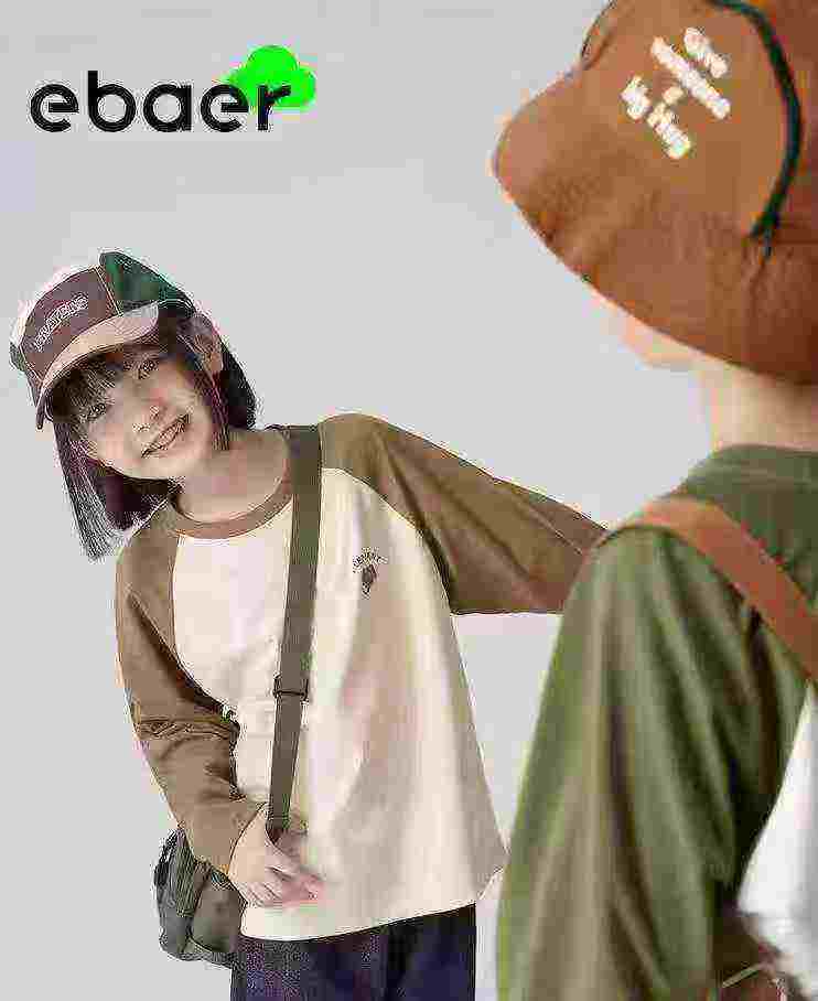 Bulk Wholesale 100 Pcs Kids Spring Autumn Contrast Raglan Long Sleeve Tops Cute Bear Logo Stock Lots - Image 1