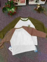 Bulk Wholesale 100 Pcs Kids Spring Autumn Contrast Raglan Long Sleeve Tops Cute Bear Logo Stock Lots - Image 5