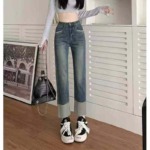 Spring Summer New High-stretch Retro Straight Cigarette Jeans 420 Pieces Stock Lot Wholesale - Image 4