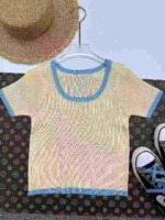 Summer Sexy Cropped Contrast Edge Knit Short Sleeve T-Shirts, Approx 2967 Pieces, 2 Colors - Image 3