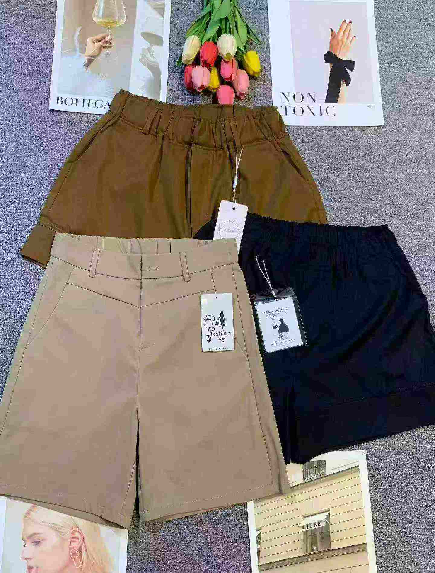 All Clear 9.5 CNY Each: Solid Casual Loose Shorts, Around 100 Pieces Wholesale Stock for Export - Image 1