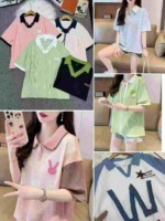 Korean Style Fashion Women's Mixed Embroidered Waffle T-Shirt Tops, Total 8570 Pieces, Bulk Stock Wholesale - Image 9