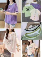 Korean Style Fashion Women's Mixed Embroidered Waffle T-Shirt Tops, Total 8570 Pieces, Bulk Stock Wholesale - Image 4