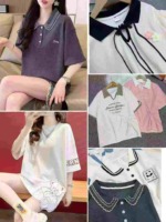 Korean Style Fashion Women's Mixed Embroidered Waffle T-Shirt Tops, Total 8570 Pieces, Bulk Stock Wholesale - Image 3