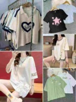 Korean Style Fashion Women's Mixed Embroidered Waffle T-Shirt Tops, Total 8570 Pieces, Bulk Stock Wholesale - Image 2