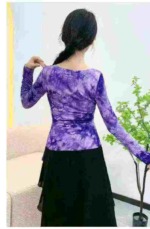 2025 New Tie-dye Waist Cinched Chinese Style Dance Training Long Sleeve Tops, 205 Pieces Bulk Stock - Image 4