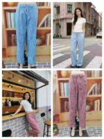 Women's Loose Vertical Striped Cotton Linen Casual Pants, About 520 Pcs, Chinese Clearance Stock Lot - Image 4