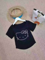 Clearance 110 Pieces Rhinestone Cat Cropped Sexy Cotton T-Shirts 2 Colors - Image 7