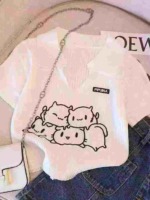 Clearance 1634 Pieces White Embroidered Cropped Turn-down Collar Knit Short Sleeve Tops - Image 5