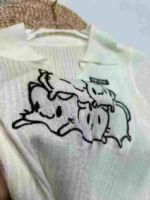 Clearance 1634 Pieces White Embroidered Cropped Turn-down Collar Knit Short Sleeve Tops - Image 3